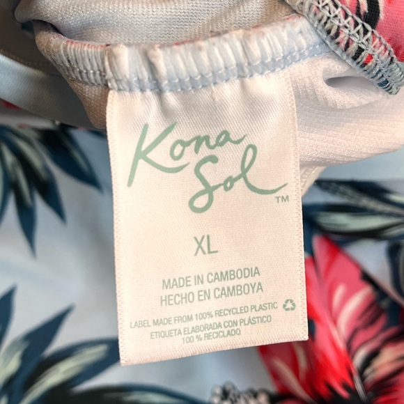 Kona Sol Swimsuit Tropical Floral One Piece XL New - Picture 5 of 9